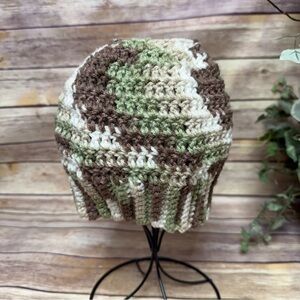 Cozy Camouflage Knit Messy Bun Beanie